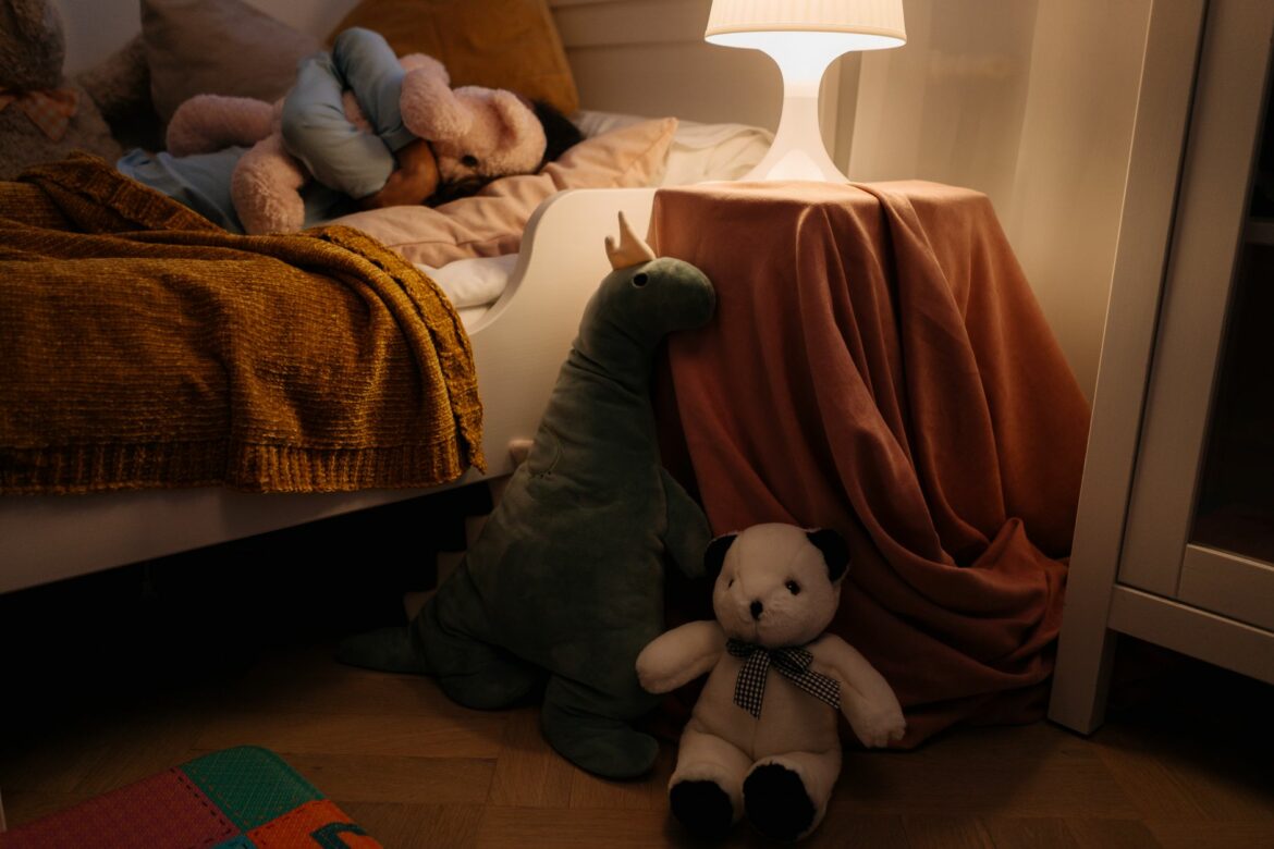 stuffed toys on the floor